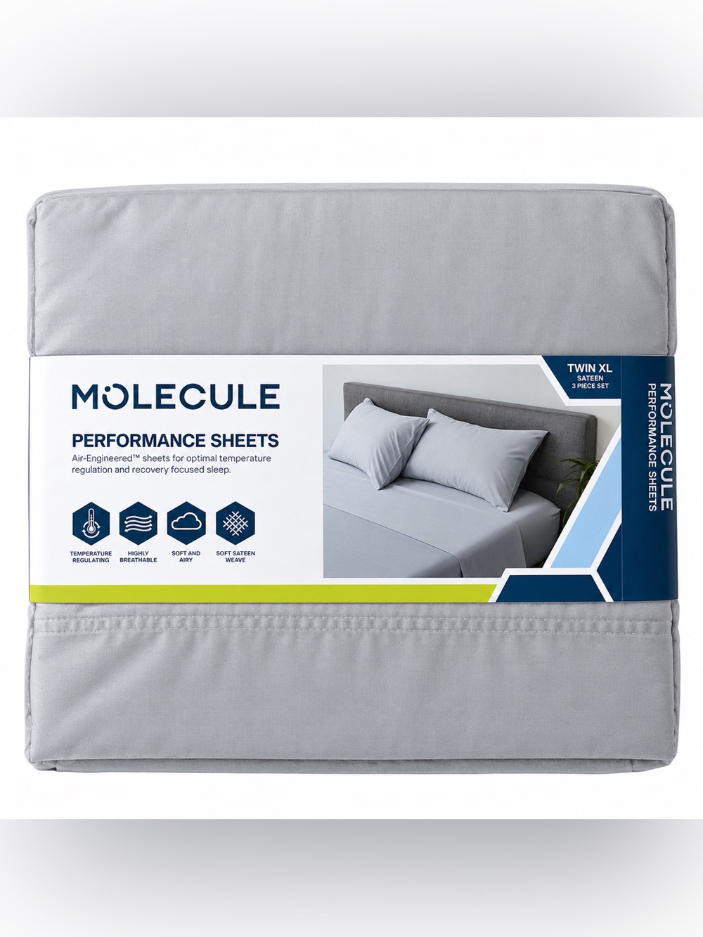 MOLECULE Twin XL Performance Sheets Gray Tencel Cotton 3 Piece